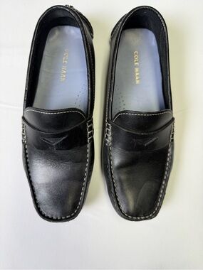 Cole Haan Black Leather Slip-On Driving Loafers EUC size 6